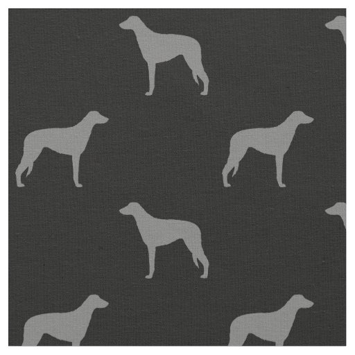 Scottish Deerhound Silhouettes Grey and Black Fabric