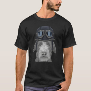 Scottish Deerhound Wearing Vintage Motorcycle Helm T-Shirt