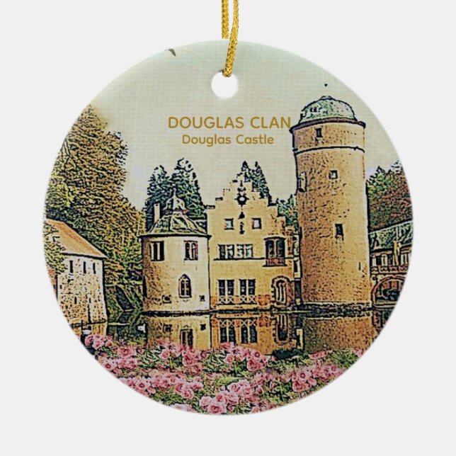 Scottish Douglas Clan's Castle Christmas Keepsake Ceramic Ornament (Front)