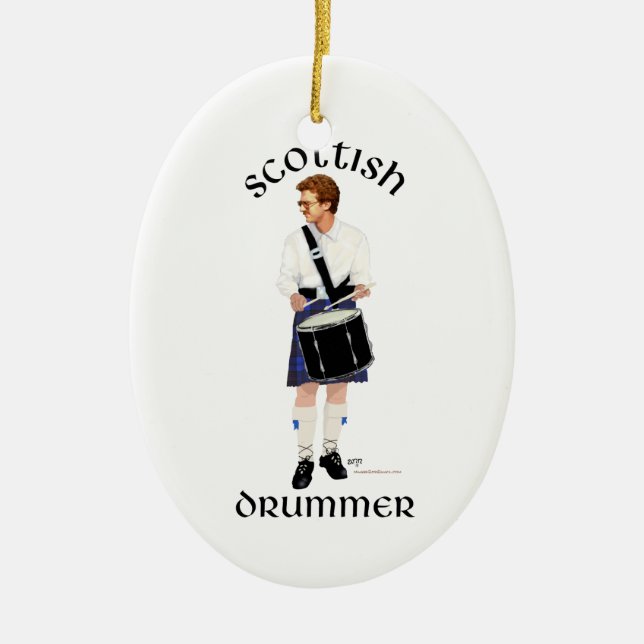 Scottish Drummer - Blue Kilt Ceramic Ornament (Front)