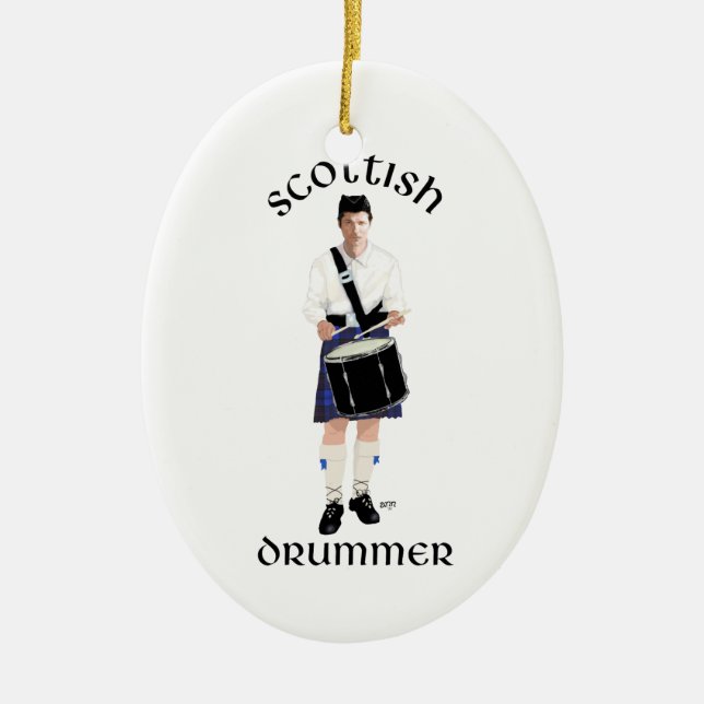 Scottish Drummer - Blue Kilt Ceramic Ornament (Front)