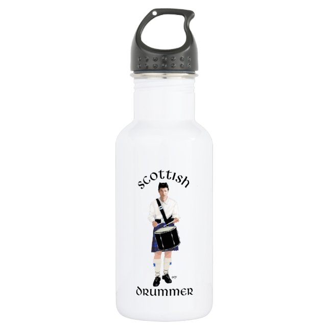 Scottish Drummer - Blue Kilt Water Bottle (Front)