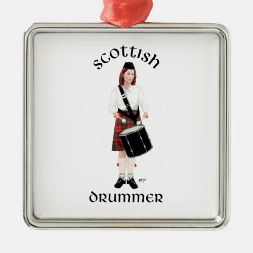 Scottish Drummer _ Female Metal Ornament