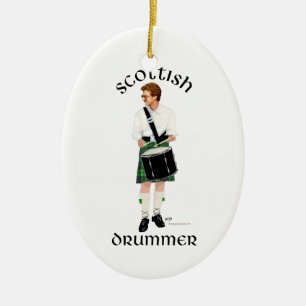 Scottish Drummer - Green Kilt Ceramic Ornament