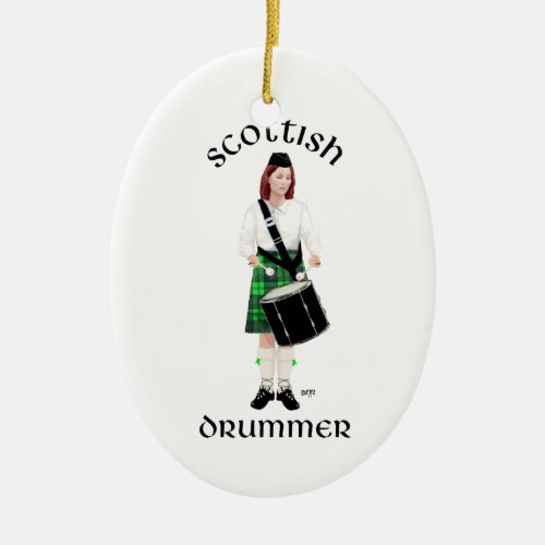 Scottish Drummer _ Green Kilt Ceramic Ornament