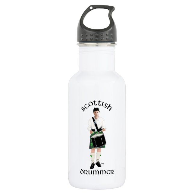 Scottish Drummer - Green Kilt Stainless Steel Water Bottle (Front)