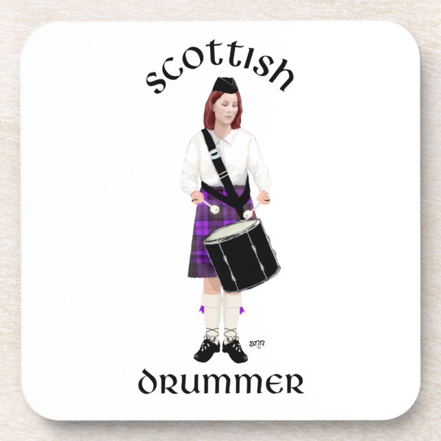 Scottish Drummer - Purple Kilt Beverage Coaster (Front)