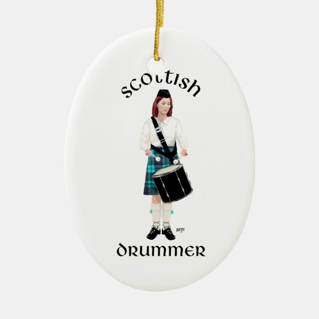 Scottish Drummer - Turquoise Ceramic Ornament (Front)