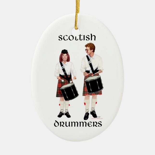 Scottish Drummers Ceramic Ornament (Front)