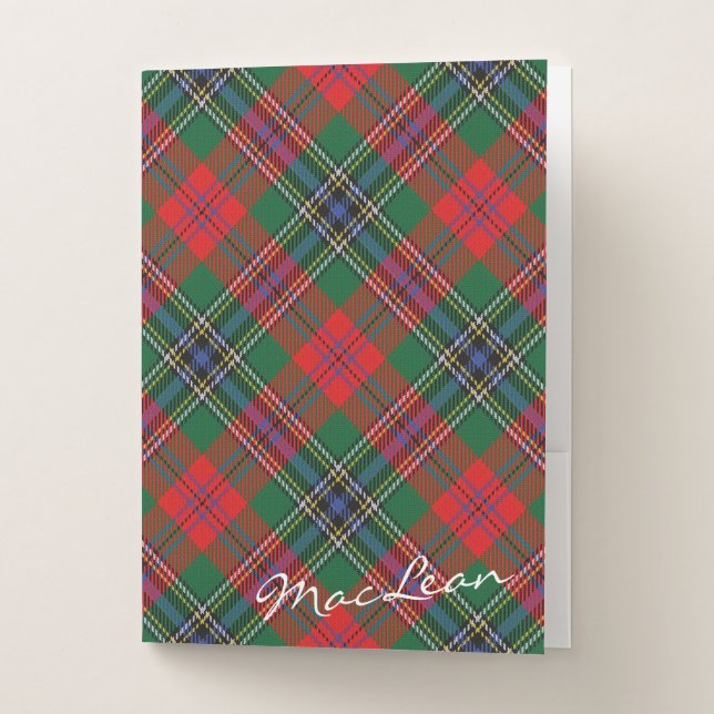 Scottish Effects Clan MacLean Red Tartan Pocket Folder (Front)