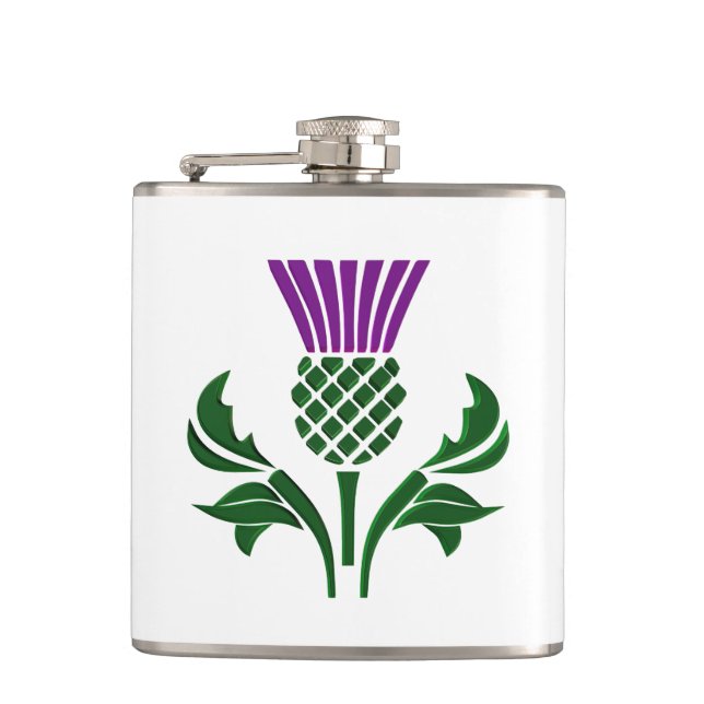 Scottish emblem thistle hip flask (Front)
