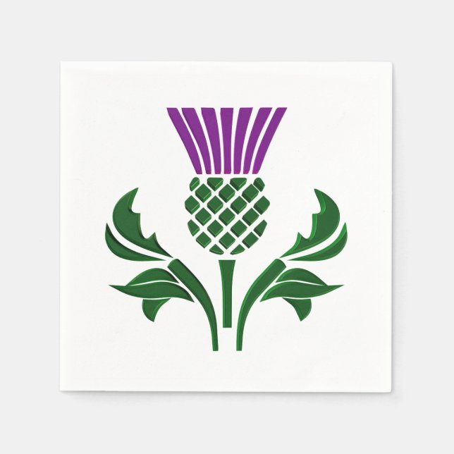 Scottish emblem thistle paper napkins (Front)