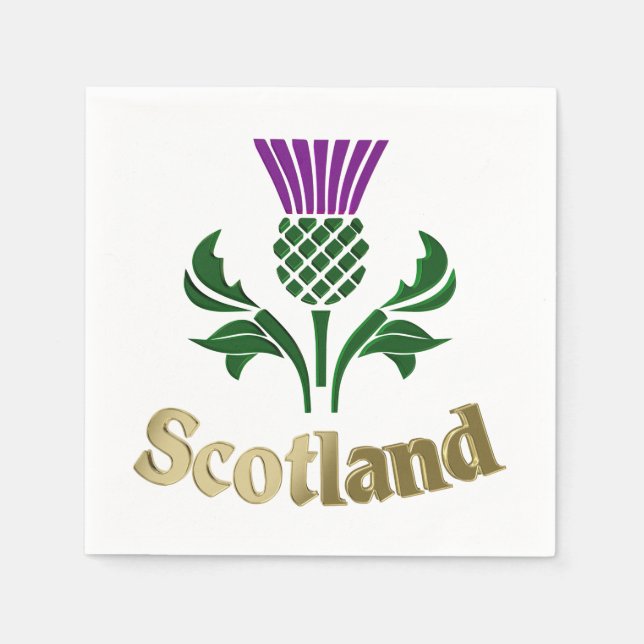 Scottish emblem thistle paper napkins (Front)