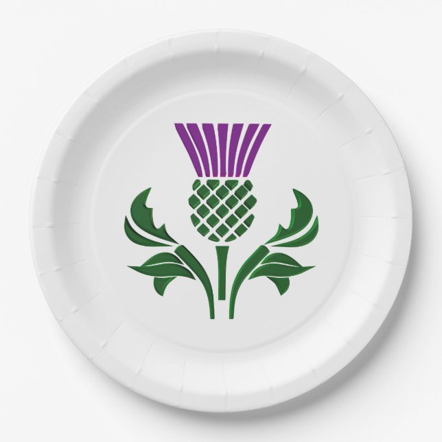 Scottish emblem thistle paper plates (Front)