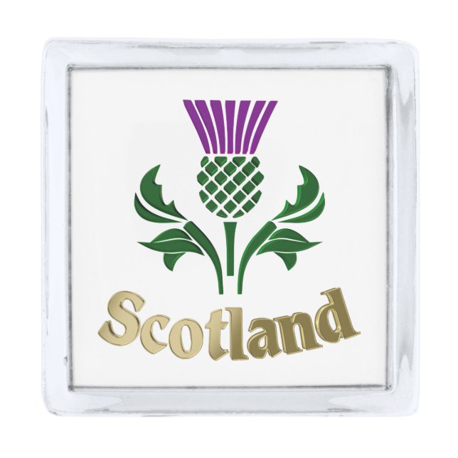 Scottish emblem thistle silver finish lapel pin (Front)