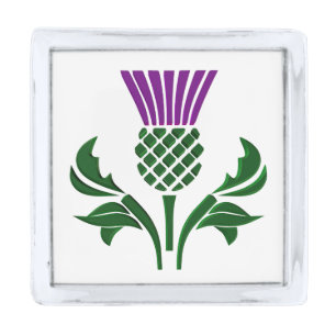Scottish emblem thistle silver finish lapel pin