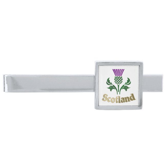 Scottish emblem thistle silver finish tie clip (Front)