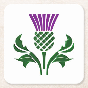 Scottish emblem thistle square paper coaster