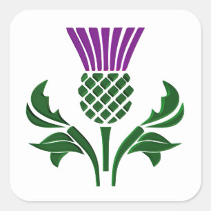 Scottish emblem thistle square sticker