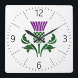 Scottish emblem thistle square wall clock<br><div class="desc">Scottish emblem thistle</div>