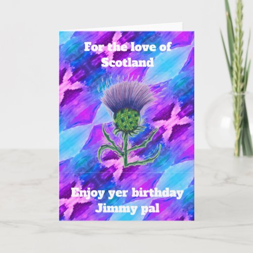 scottish flag and thistle unique personalized card