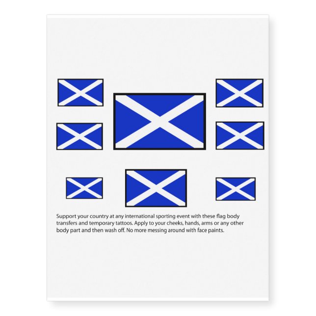 Scottish flag body transfers temporary tattoos (Front)