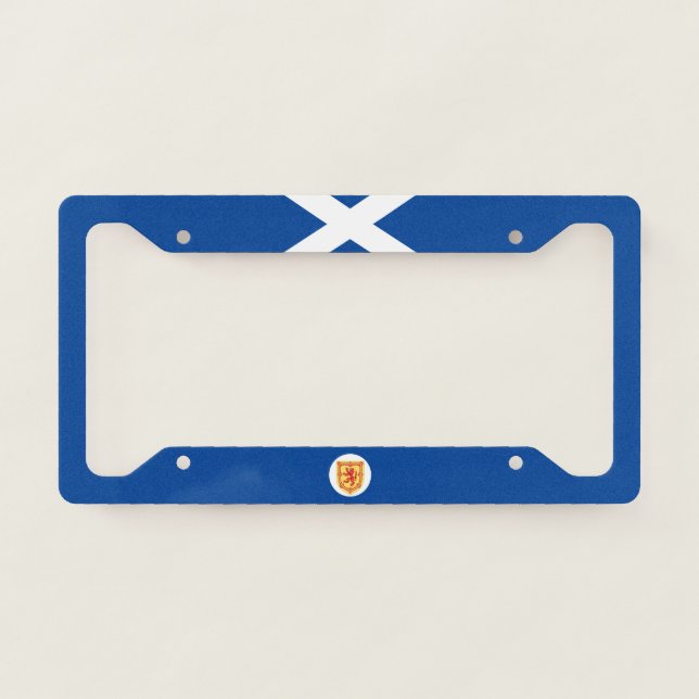 Scottish flag-coat of arms license plate frame (Front)