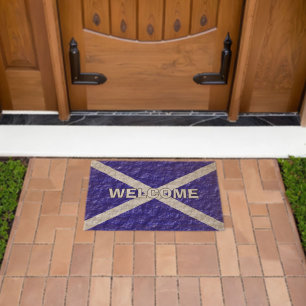 Scottish Flag Design Fiber Doormat