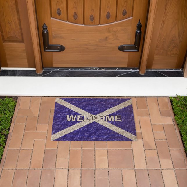 Scottish Flag Design Fiber Doormat (Insitu (Outdoor))