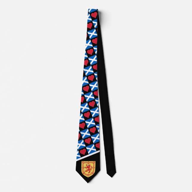 Scottish Flag Heart & Coat of Arms Scotland Pride Neck Tie (Front)