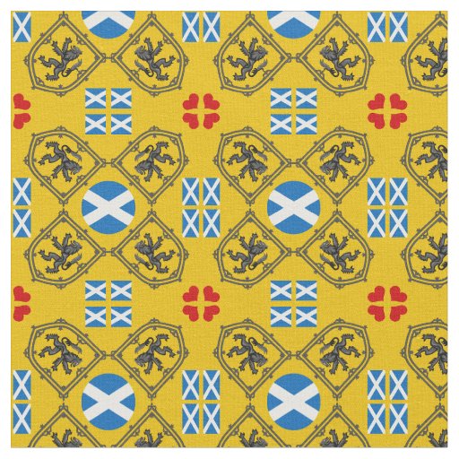 Scottish Flag, Lion, Gold fashion Hearts /Scotland Fabric