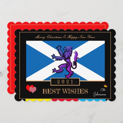 Scottish Flag Lion Happy New YearWishes Scotland Holiday Card