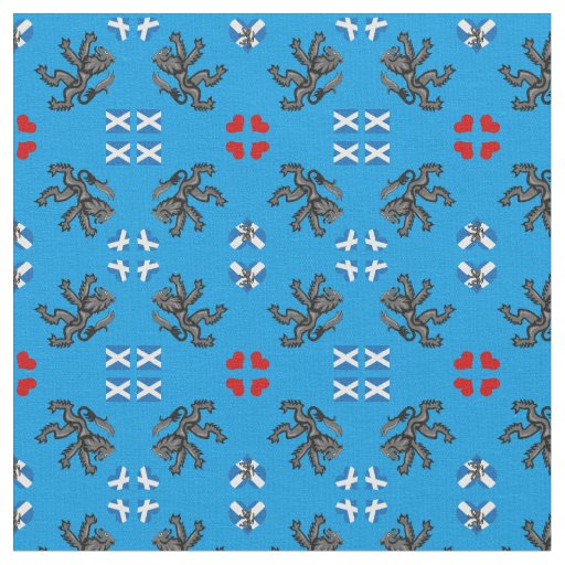 Scottish Flag & Lion Hearts, Scotland fashion BLU2 Fabric