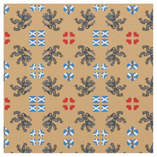 Scottish Flag & Lion Hearts, Scotland fashion GLD3 Fabric