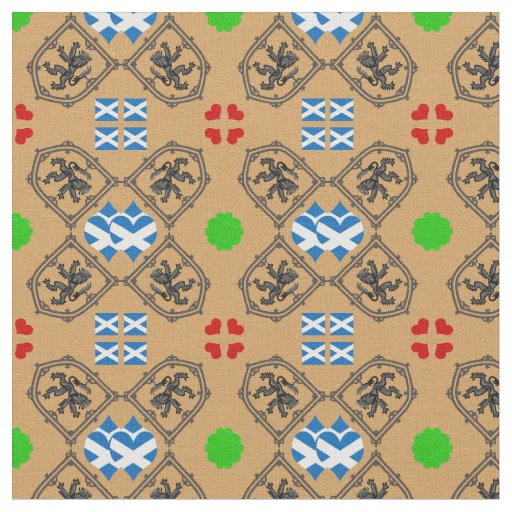 Scottish Flag & Lion Hearts, Scotland fashion GLD Fabric