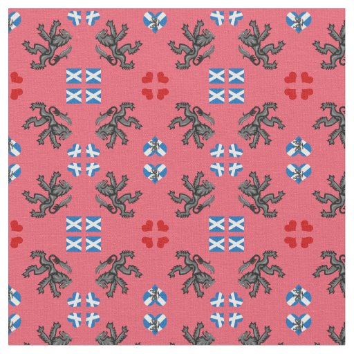 Scottish Flag & Lion Hearts, Scotland fashion PNK Fabric