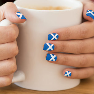 Scottish flag minx nail art