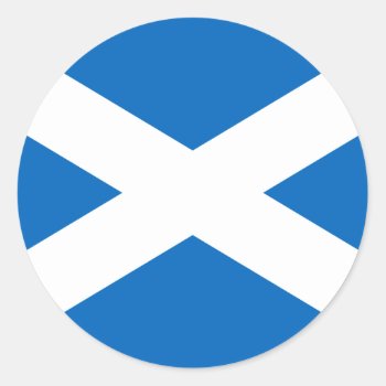 Scottish Flag Of Scotland Saint Andrew’s Cross Classic Round Sticker by Classicville at Zazzle