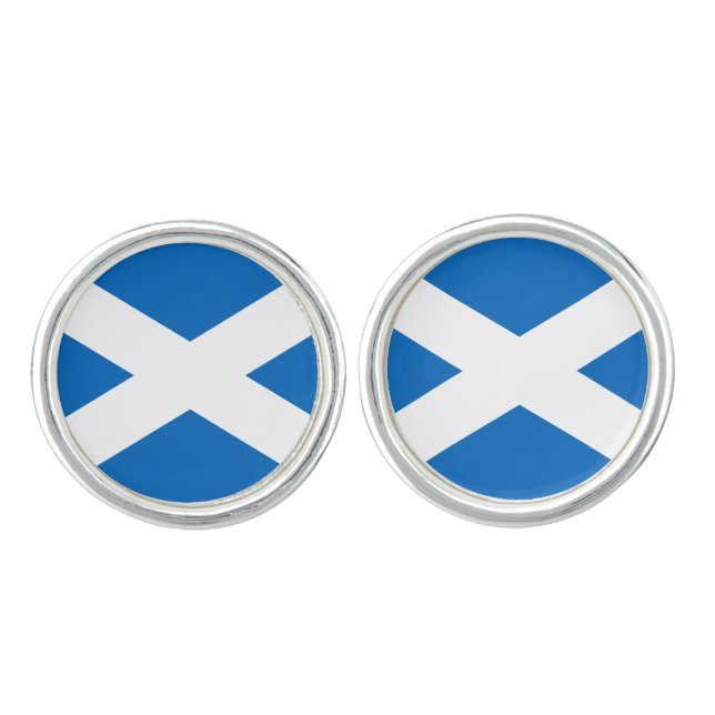 Scottish Flag of Scotland Saint Andrew’s Cross Cufflinks (Front)