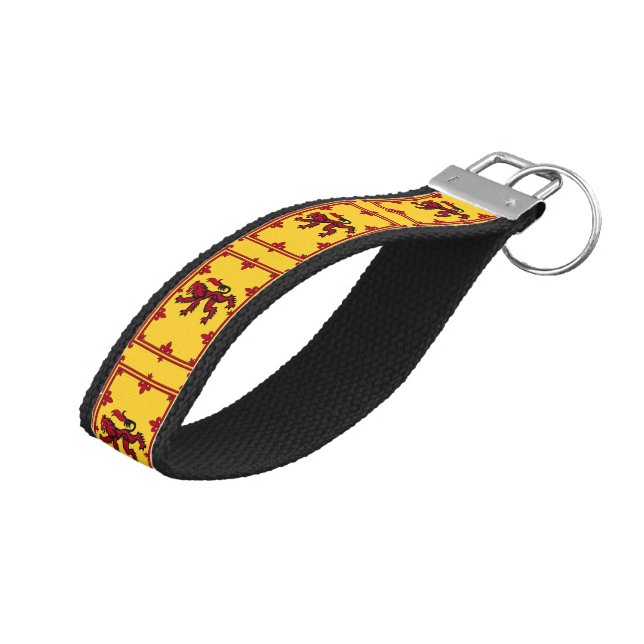 Scottish Flag Rampant & Scotland wrist keychain (Angled Up)