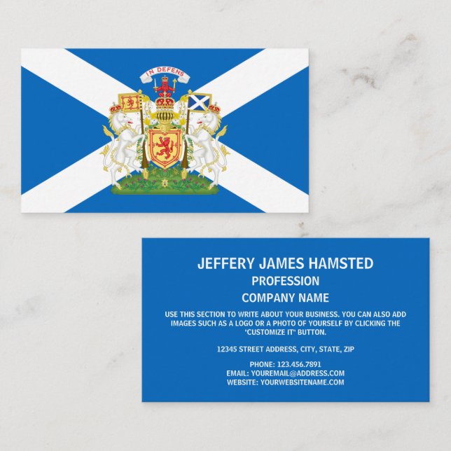 Scottish Flag & Royal Coat of Arms, Scotland Business Card (Front/Back)