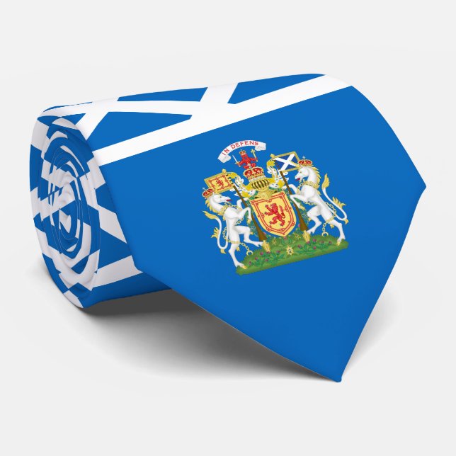 Scottish Flag & Royal Coat of Arms, Scotland Neck Tie (Rolled)