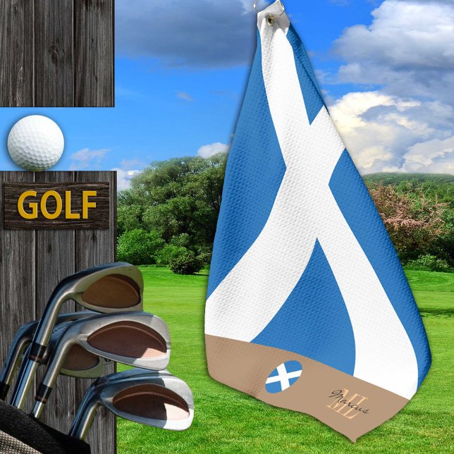 Scottish flag & Scotland, monogrammed / Golf Towel (Creator Uploaded)