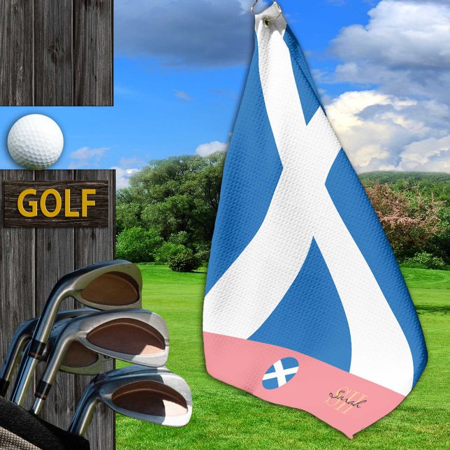 Scottish flag & Scotland, monogrammed /lady Golf Towel (Creator Uploaded)