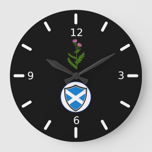 Scottish flag_thistle large clock