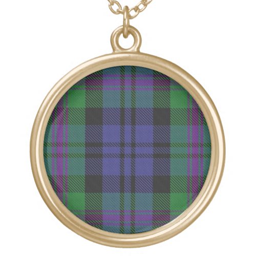 Scottish Flair Clan Baird Tartan Gold Plated Necklace