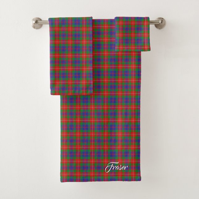 Scottish Flair Clan Fraser of Lovat Tartan Plaid Bath Towel Set (Insitu)