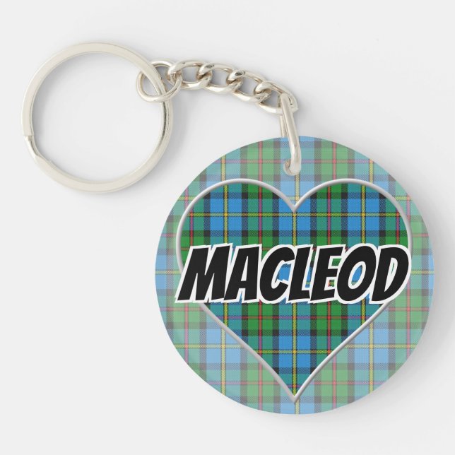 Scottish Flash Clan MacLeod of Harris Tartan Heart Keychain (Front)