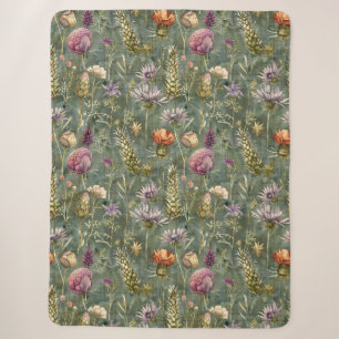 Scottish flowers sherpa blanket