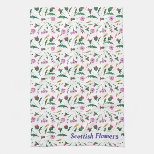 Scottish Flowers Tea Towel